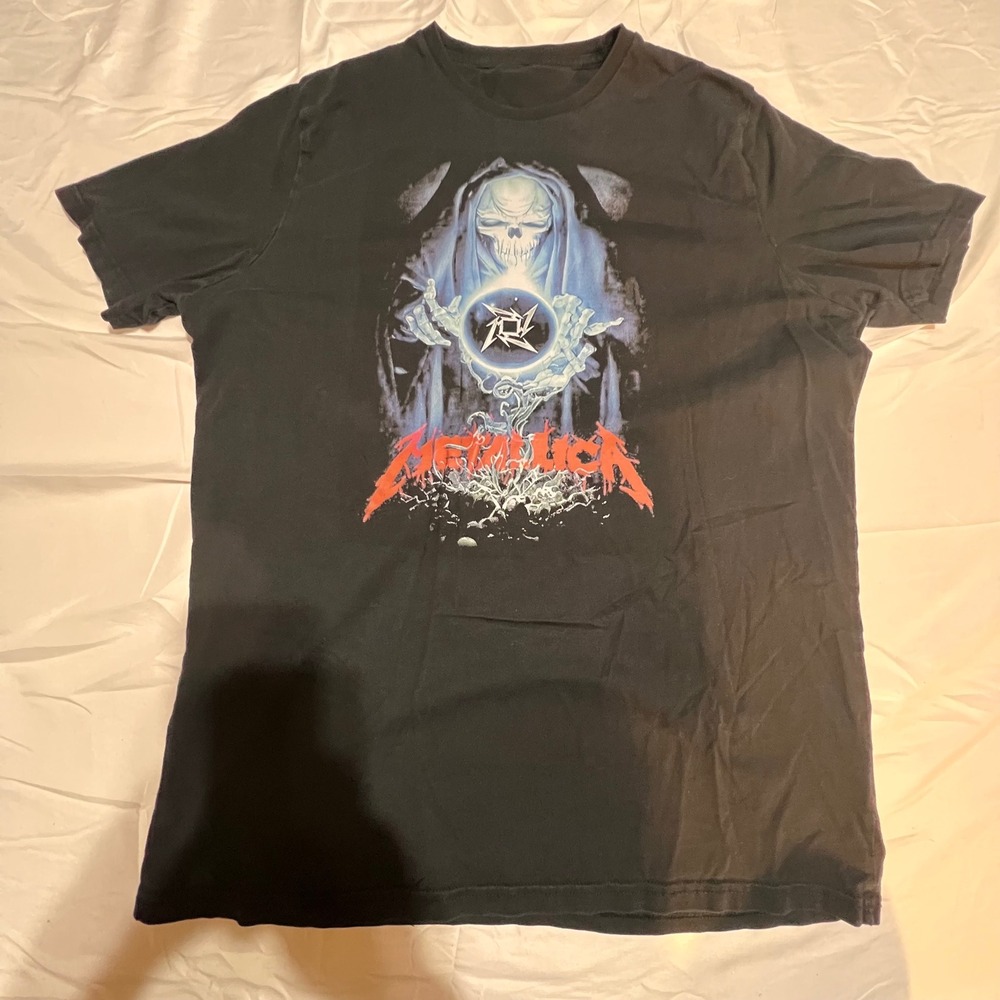 Metallica‎ Large T-Shirt Mens Black Excellent Graphic Reaper Rock Band Tee
